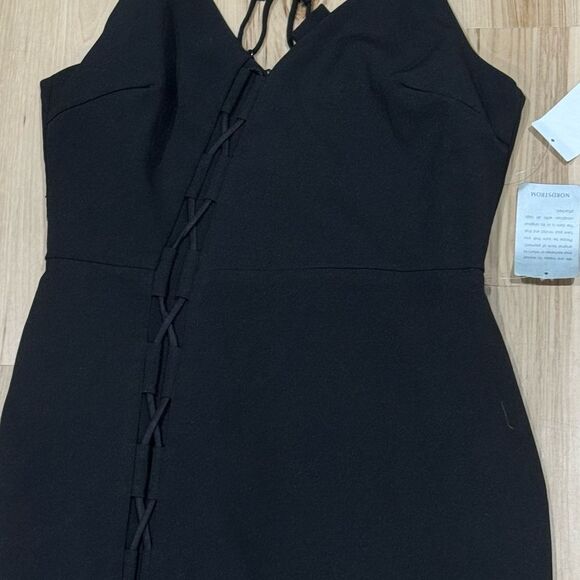 NEW Harlyn Anthropologie Black Lace Up Black Fitted Dress Women’s Medium - Picture 4 of 5